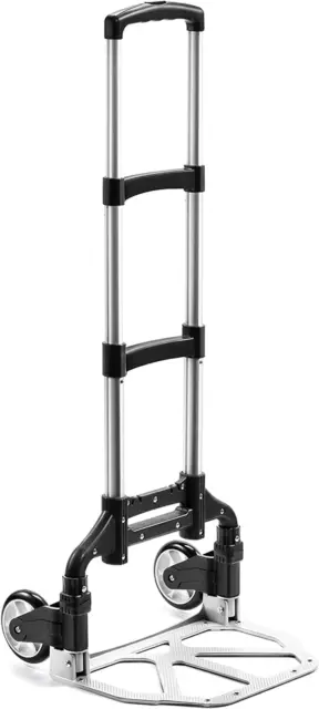 Folding Hand Truck,Sliver Aluminium Portable Folding Trolley with 3-Position Fol