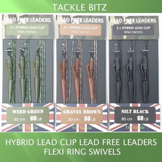 Hybrid Lead Clip LEAD FREE Leaders Ring swivels 60lb test Carp Fishing Tackle