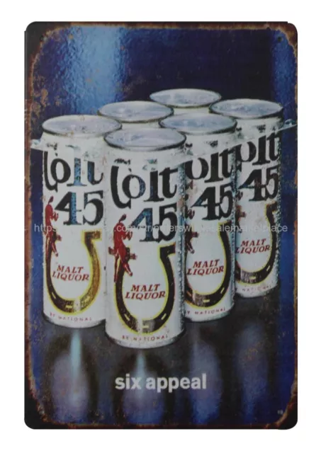 Placas shop Six appeal Colt 45 malta licor taberna pub metal letrero de estaño
