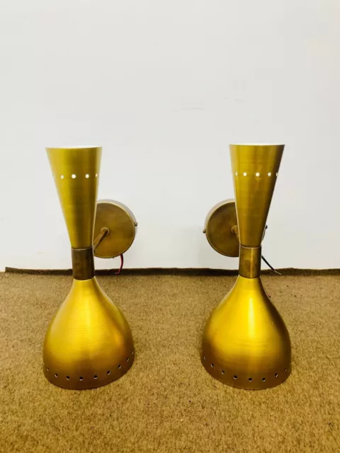 Beautiful Brass Italian Style Wall Sconce Diabolo Pair of Modern Italian Lights