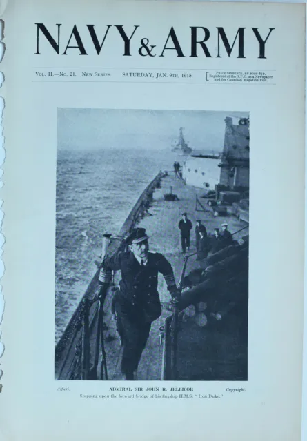 1914 Ww1 Print Admiral Sir John R Jellicoe On Flagship Iron Duke