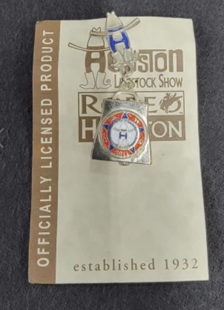Houston Livestock Show Rodeo 2011 Committeeman Pin Badge Cow Bell Bow Leg Howdy