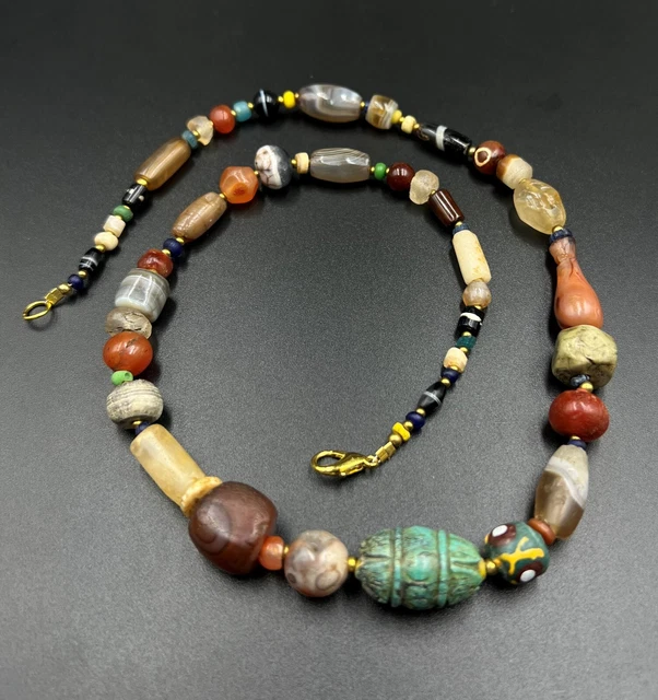 Himalayan India Tibet Nepali Afghani Old Ancient Agate Glass Turquoise Beads