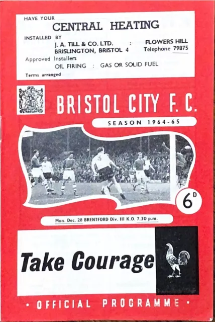 Bristol City V Brentford - 1964/65 Division 3 - 28th December 1964 (postponed)