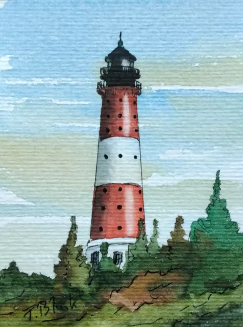 ORIGINAL AQUARELL - Leuchtturm Hörnum auf Sylt.