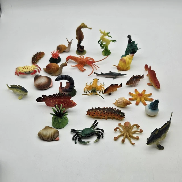 Sea Life Marine Ocean Animals Creatures Toys Plastic Figures Variety Lot Of 28