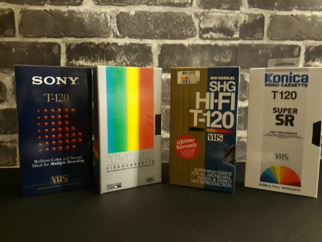 🌟 Lot Of 4 Sealed Vhs Tapes T-120 Sony, Universal, Konica Video Cassette (A10)