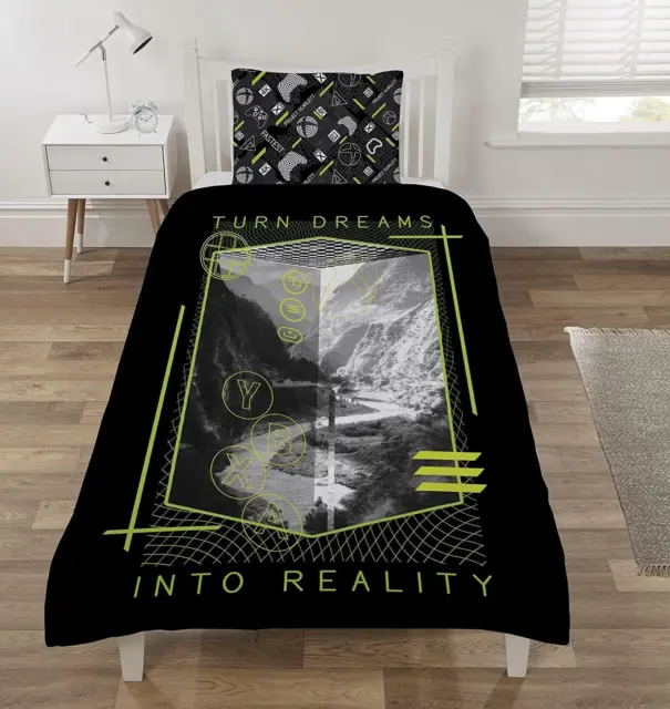 Microsoft Xbox Reality Single Duvet Cover Reversible Console Design Gamer Gift