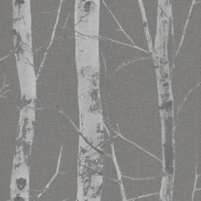 Erismann Embossed Tree Wallpaper Textured Grey Silver Vinyl Metallic Glitter