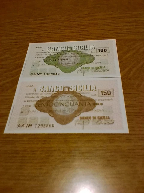 Miniassegni Banco Di Sicilia - Lotto Ml1543  (N. 2 Emissioni)