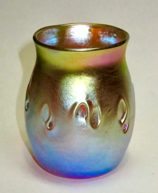 .99 No Reserve Nouveau L.C.Tiffany Favrile  Cabinet Vase Shot Toothpick wCraters