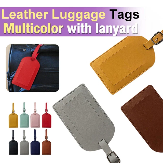 Leather Luggage Tags Suitcase ID Card Name Label Baggage Holiday Travel Address