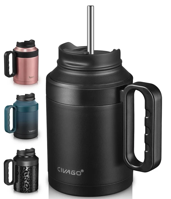CIVAGO 50 oz Insulated Tumbler Mug with Lid and Straw, Vacuum Travel Coffee M...