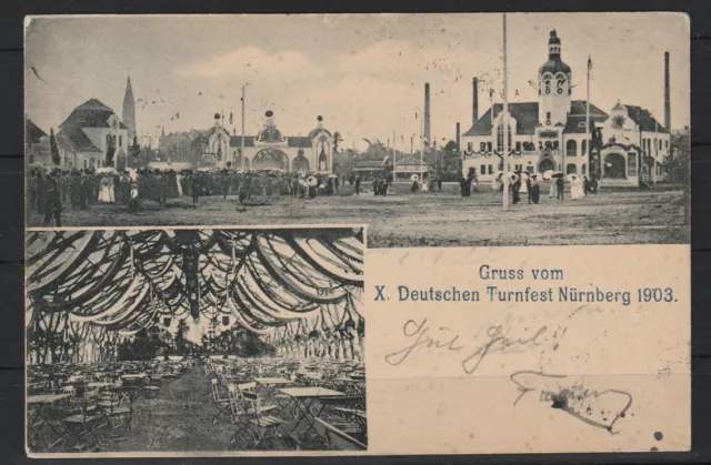 AK Gruss vom X. Deutschen Turnfest Nürnberg 1903, gelaufen #1096796