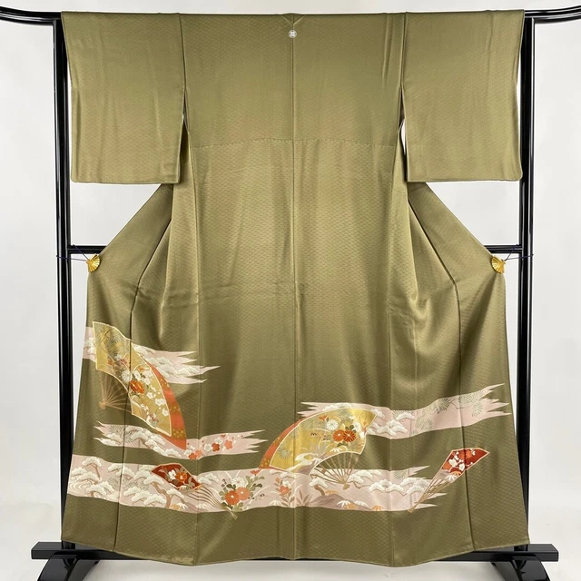 JAPANESE KIMONO IROTOMESODE 159cm 5' 3" PURE SILK VINTAGE ANTIQUE 7003
