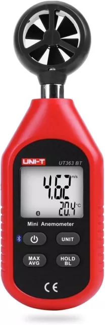 UNI-T Bluetooth Anémomètre Portable Mini Digital écran LCD avec thermomètre Mété