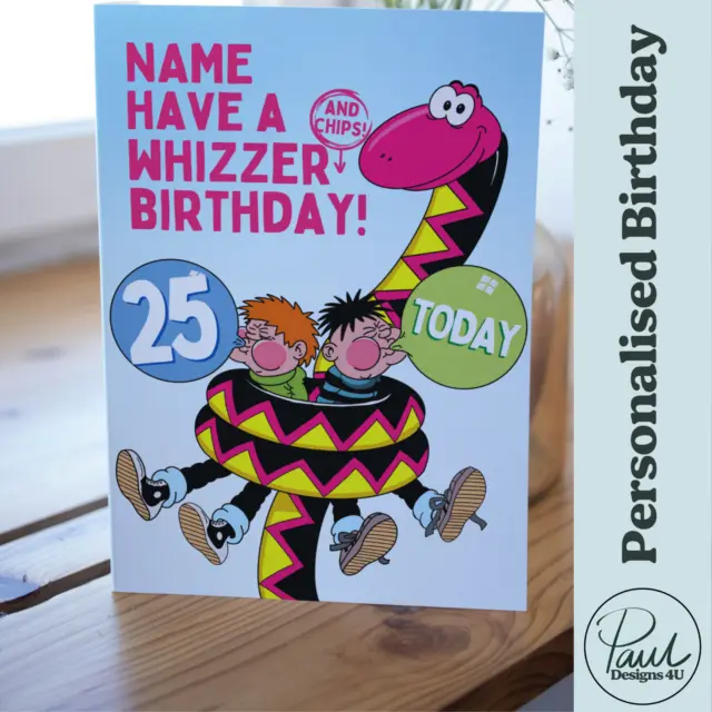 Whizzer & Chips Bday! Blast from Past, Retro Comic Personalised with Name, Age!