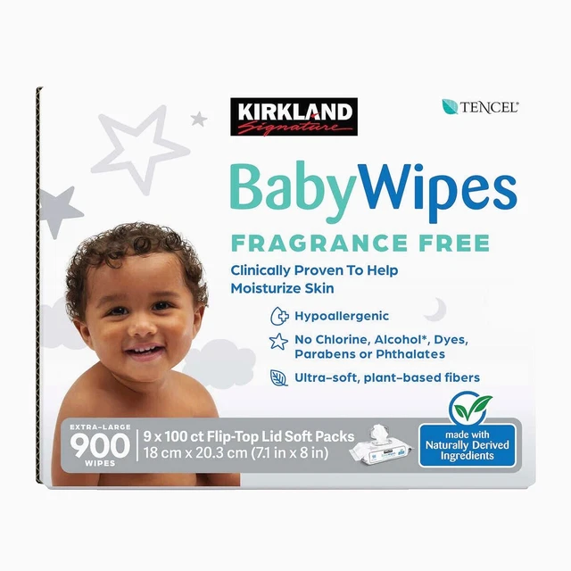 Kirkland Tencel Signature Baby Wipes Fragrance Free (900-count) + Free Shipping