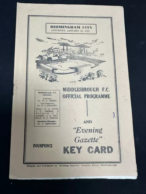 Middlesbrough v Birmingham City FA Cup  10th January 1958/59  (9/24 )