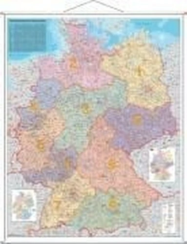 POSTLEITZAHLEN-KARTE DEUTSCHLAND 1 : 1 000 000. Wandkarte Kleinformat