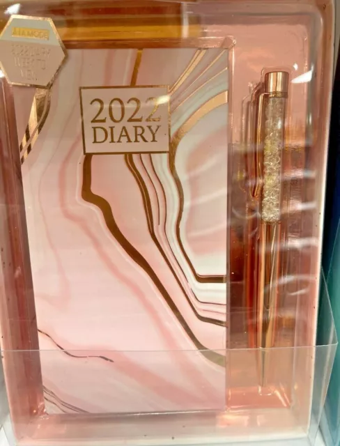 2022 Glittery Diary Notebook and Rhinestone Pen Set Xmas Stocking Filler Gift