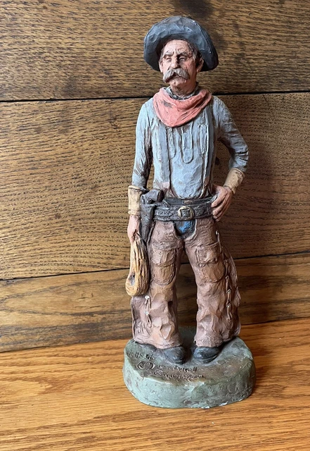 1986 Michael Garman Cowboy Sculpture “Rounder” #264 Hand Painted 9” Signed