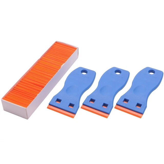 3 PIEZAS raspadores de hojas de plástico y 100 PIEZAS cuchillas de plástico de 1,5 pulgadas para E5Z8
