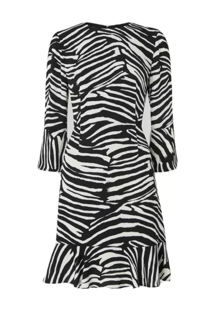 Whistles Zebra Print Flippy Dress UK 10 Black and White BNWT RRP 149 Fit Flare