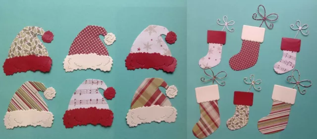 Christmas Hats & Stockings Die Cuts - Assorted Colours in sets of 12