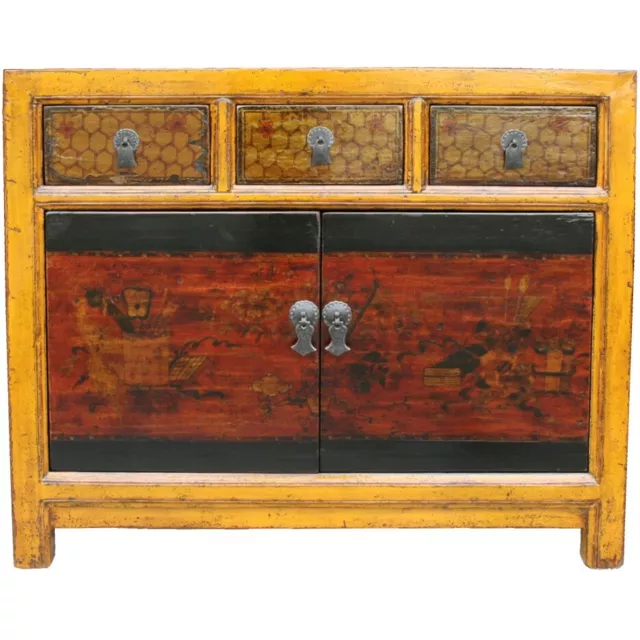 Antique Painted Mongolian Sideboard Cabinet (39-061)