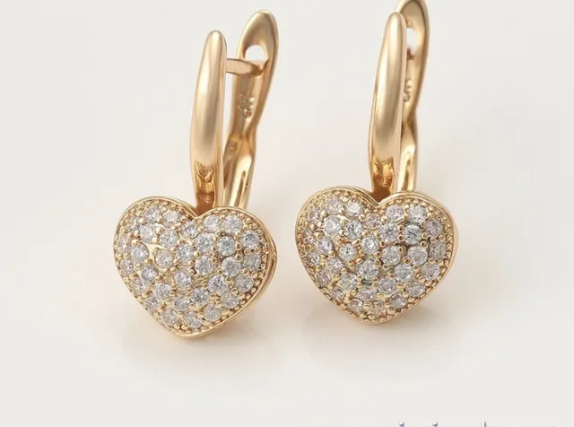 9ct 9K Yellow Gold Plated Ladies 22mm Heart Huggies Hoop Earrings +Gift Pouch UK