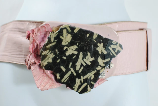 Vintage Pink Womens Ceramic Belt with Stone Buckle 28 - 36 inches