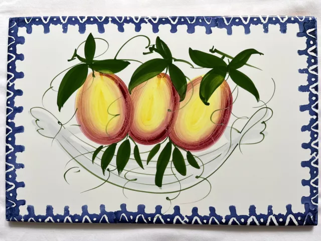 Italian hand painted ceramic tile with fruit motif excellent condition