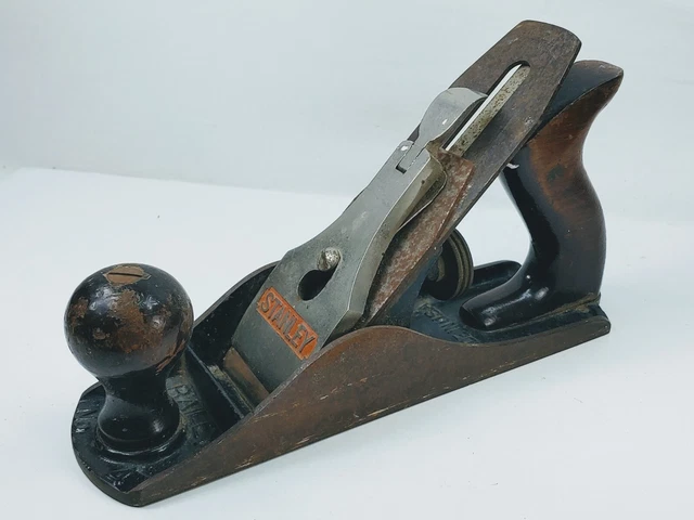Vintage STANLEY BAILEY No.4 Smooth Bottom Wood Plane Tool 9-1/2”. Works! USA