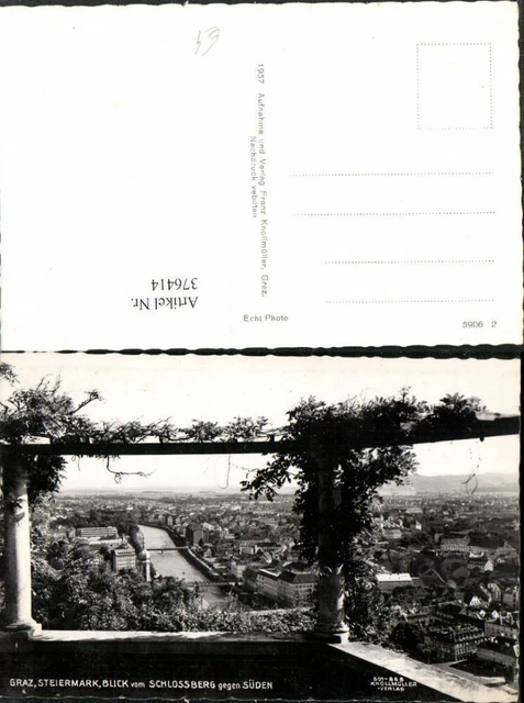376414,Graz Teilansicht Blick vom Schlossberg geg. Süden