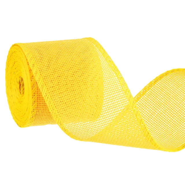 Cintas con cable de arpillera, cinta de tejido de arpillera natural de 2,4 pulgadas x 5 yardas, amarillas