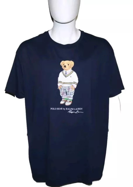 Polo Ralph Lauren Mens Classic Fit Navy Polo Bear Jersey Tee T-Shirt 2XL XXL New