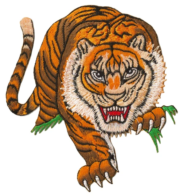Patch Thermocollant ESSO Tigre – Broderie – À Coudre Ou Coller – Voir Dimensions Photo