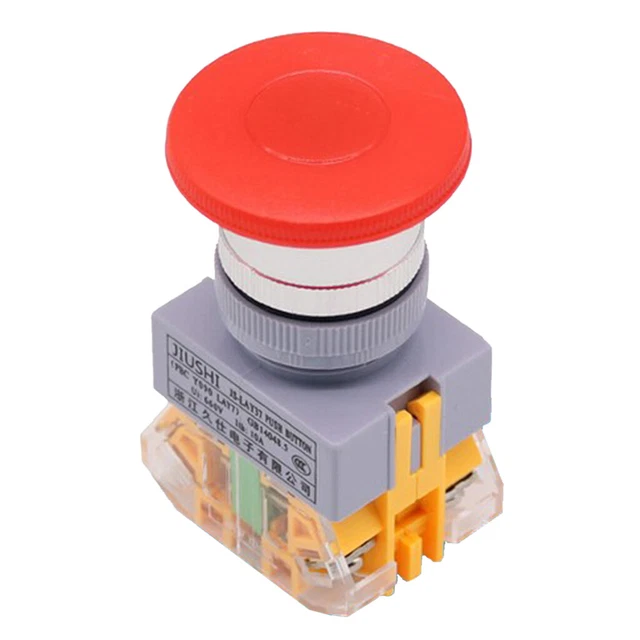 22MM EMERGENCY STOP Mushroom Head Push Button Box Switch Reset Plastic ...
