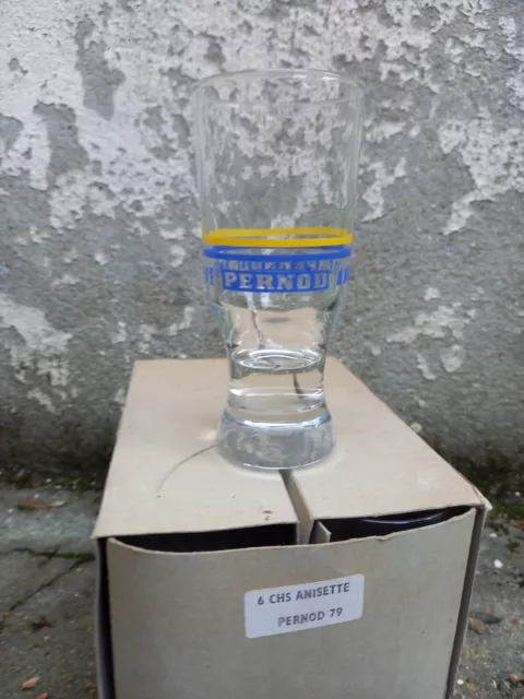 6 Verres PERNOD ANISETTE bistrot Carton Vintage