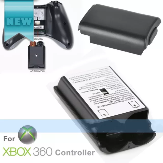 2x BLACK WIRELESS CONTROLLER AA BATTERY Case Clip for XBOX 360 Cover holder Pack 2