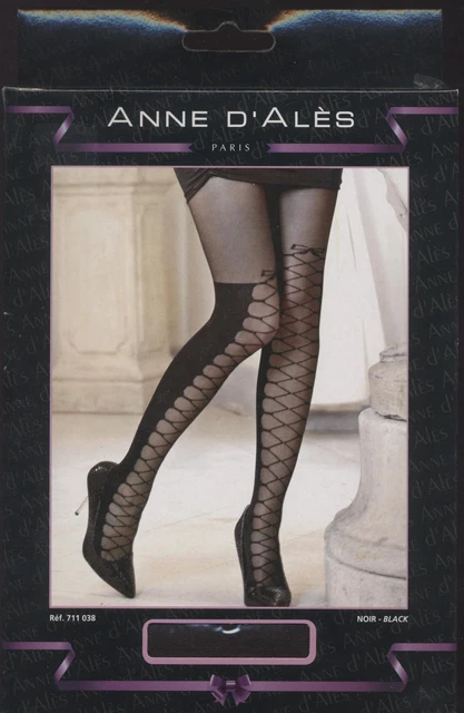 Collant Fantaisie Noir Trompe-l'œil Bijou De Peau - Taille 3 - Anne D'Alès - Neuf Avec étiquettes
