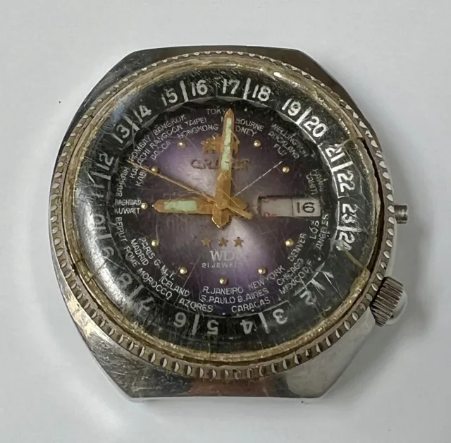 Orient WD Automatic Watch Vintage Men's 21 Jewels Ref 46941 Dial Purple