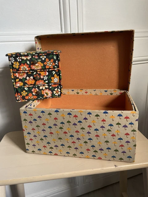 Lot De 2 Boîtes à Bijoux Vintage Avec Clé - Écrin Tissu Rouge Et Bleu - Style Années 50