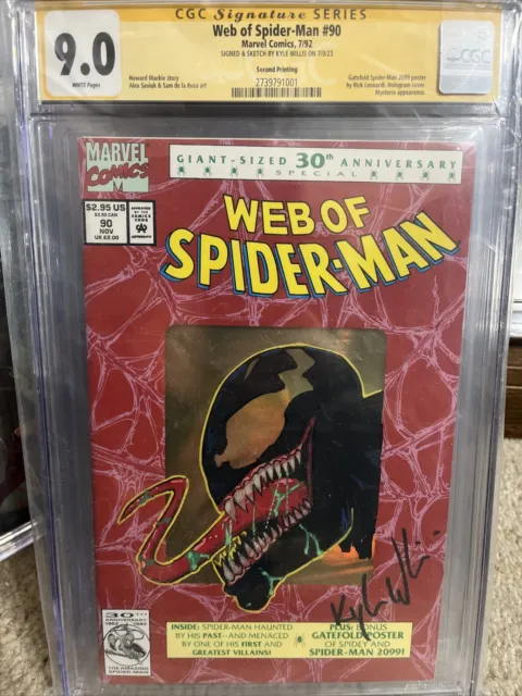 Kyle Willis Web Of Spider-Man #90  1992 CGC 9.0 Signed And Sketch