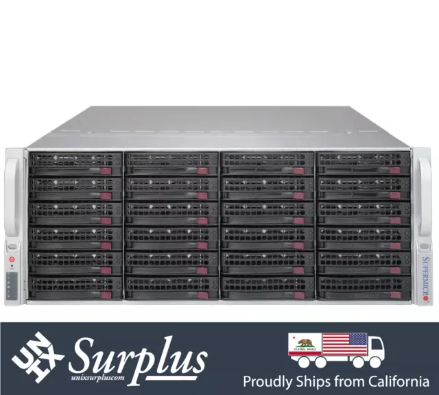 4U 24 Bay Storage Server Quad Xeon CPU's Total 48 Cores 128GB 4x PCI-E X10QBI