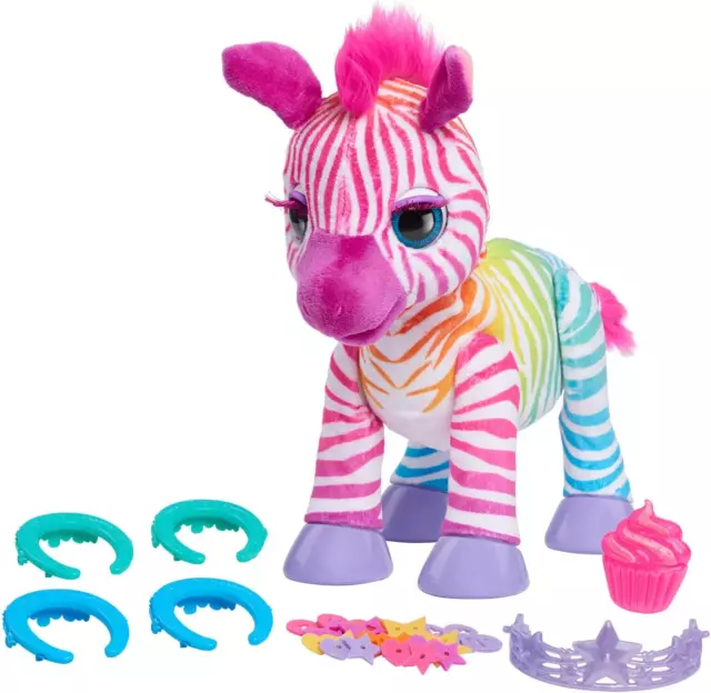 FurReal Zenya My Rainbow Zebra 14" Interactive Toy Sound & Light 20 Accessories