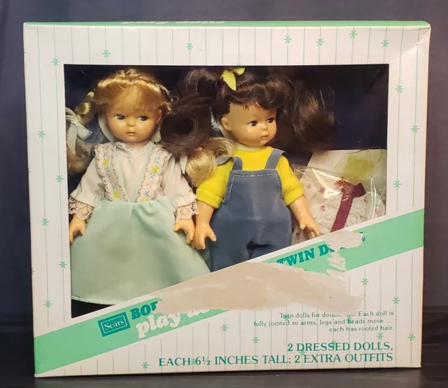 Vintage New Sears Bobbie and Billie Twin Dolls In A Slightly Damaged Box VOS
