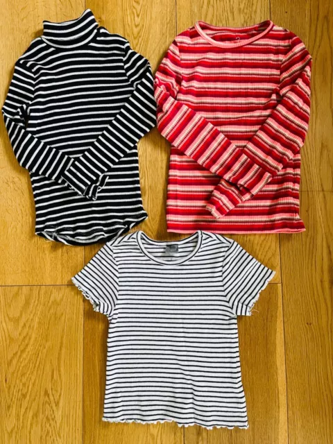 T-shirt top per ragazze Zara Next TU età 6 righe manica corta rossa nera