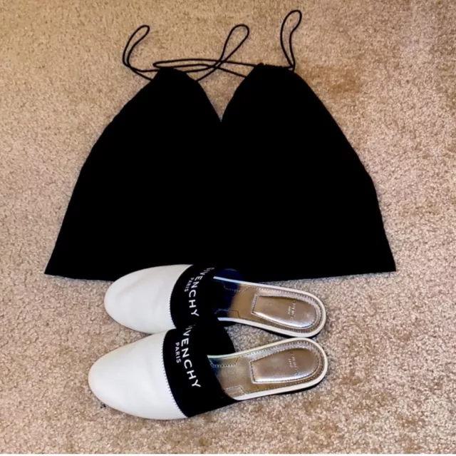 Givenchy Bedford Black White Slip On Flat Mules